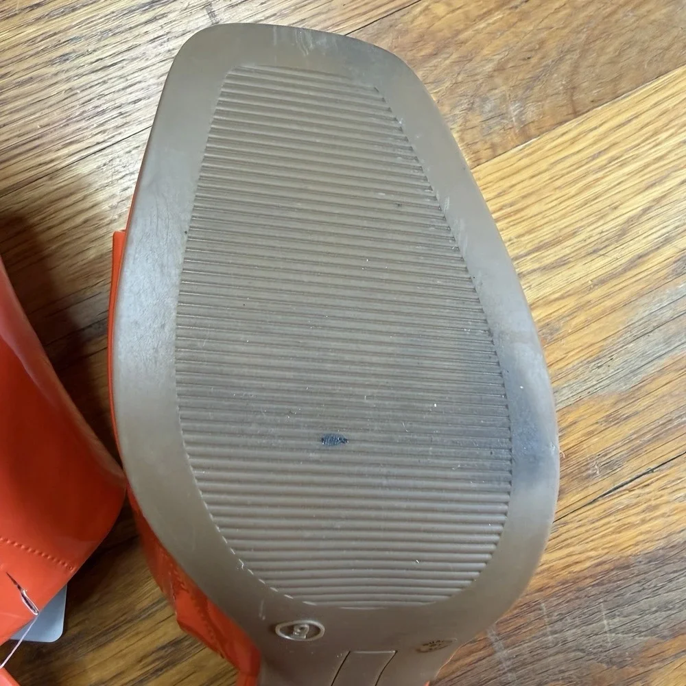 Worthington Platform Wedge Sandal Mules Patent Orange Women's Sz 9 NWT *